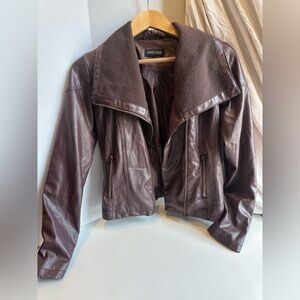 New Look Women's Dark Brown Leather Jacket